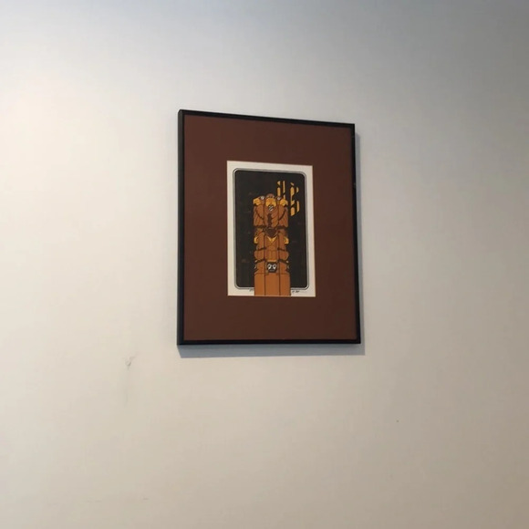 Indigenous totem Pole art print signed 1990  framed - Picture 2 of 8